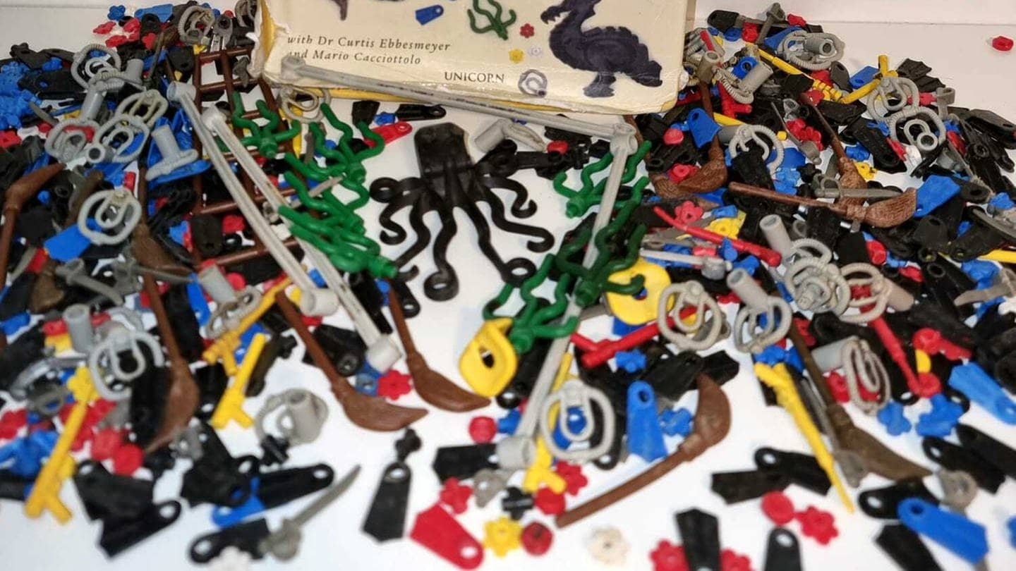 Undatiertes Familienfoto der von Liutauras Cemolonskas gesammelten Lego-Teile.