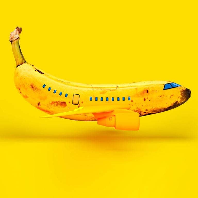 Flugzeug dargestellt als Banane