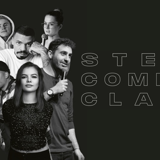 Stelp Comedy Clash Comedians in schwarz-weiß