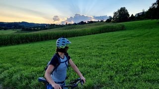 Fahrradfahrer in der Sonne