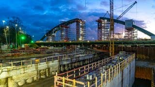 Baustelle Karl-Lehr-Brücke im Hafen Duisburg