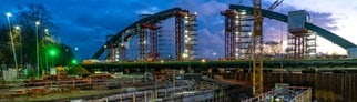 Baustelle Karl-Lehr-Brücke im Hafen Duisburg