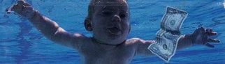 Das Cover von Nirvanas Album "Nevermind": Ein nacktes Baby taucht in einem Pool nach einer Dollar-Note