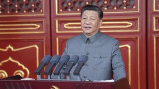 Chinas Staats- und Parteichef Xi Jinping hält anlässlich des 100. Jubiläums der Kommunistischen Partei Chinas eine Rede.