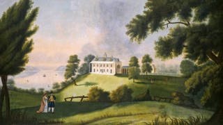 George Washington und seine Frau Martha auf ihrem Landsitz Mount Vernon, wo jetzt die Flaschen gefunden wurden.