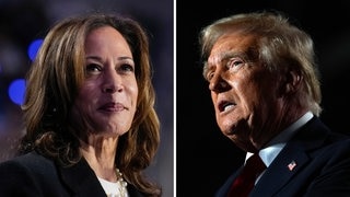 Diese Fotokombination zeigt die demokratische US-Präsidentschaftskandidatin Kamala Harris (l) bei einer Rede während einer Kundgebung in Charlotte am 12. September 2024 und den republikanischen Präsidentschaftskandidaten und ehemaligen US-Präsidenten Donald Trump bei einer Rede während einer Kundgebung in Warren am 1. November 2024.