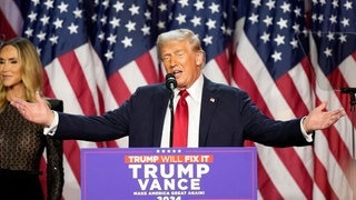 Der republikanische Präsidentschaftskandidat und ehemalige Präsident Donald Trump spricht am Mittwoch, 6. November 2024, auf einer Wahlparty in West Palm Beach, Florida.