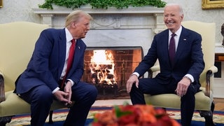 US-Präsident Joe Biden (r) trifft sich mit dem designierten US-Präsidenten Donald Trump im Oval Office des Weißen Hauses.