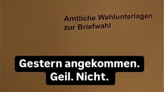 Screenshot Instagram-Story von Nils Dampz: Verspätete Unterlagen für Briefwahl, Bundestagswahl 