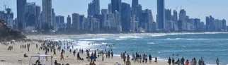 Der Strand von Gold Coast vor der Ankunft von „Alfred“.