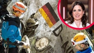 Man sieht Piloten-Witwe Annika Sondenheimer und eine Szene mit Helfern an der Absturzstelle der Germanwings-Maschine.