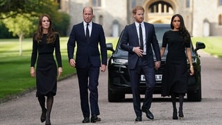 Kate, William, Harry und Meghan aus dem britischen Könighshaus bei der Beerdigung von Queen Elizabeth.