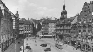 Die Stadt Pforzheim – vor und nach dem Luftangriff 1945.