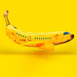 Flugzeug dargestellt als Banane
