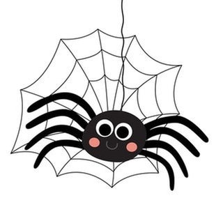 Comic-Spinne für „I think I spider“. Symbolbild für 50 deutsche Redewendungen, wörtlich übersetzt auf Englisch.