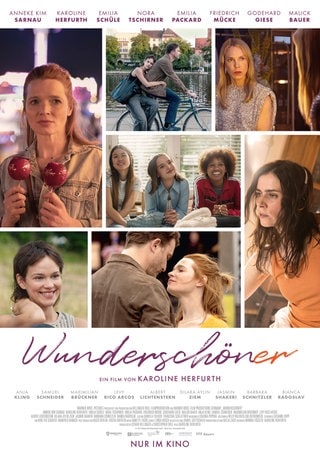 Filmplakat zu „Wunderschöner“ mit Karoline Herfurth, Nora Tschirner, Emilia Schüle, Anneke Kim Sarnau, Dilara Aylin Ziem und Emilia Packard | „Wunderschöner“, der Film von Karoline Herfurth