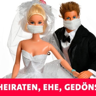 Hochzeit von Barbie und Ken mit Mundschutz