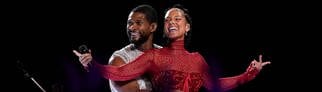 Usher und Alicia Keys singen in der Halbzeit des Super Bowl