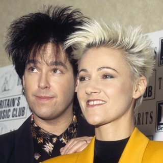 Per Gessle und Marie Fredriksson von Roxette bei der Pressekonferenz zur Verleihung der BRIT Awards 1991 in London