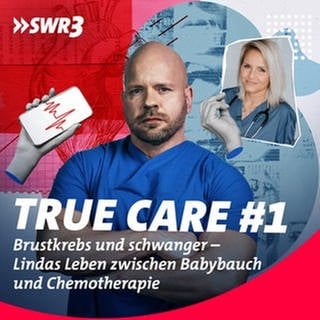 Ricardo Lange und Linda Wagner in einer Collage aus medizinischen Symbolen