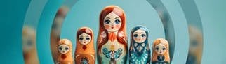 Eine traditionelle russische Matryoshka-Puppe verbildlicht die dissoziative Persönlichkeitsstörung einer Person, die 5 Fragen beantwortet