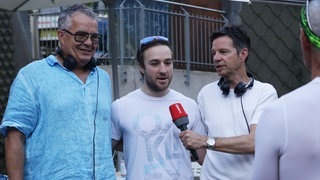 Wirby und Zeus im Brunnen: SWR3-Morningshow live aus Karlsruhe