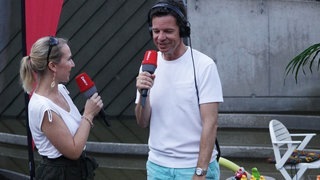 Wirby und Zeus im Brunnen: SWR3-Morningshow live aus Karlsruhe